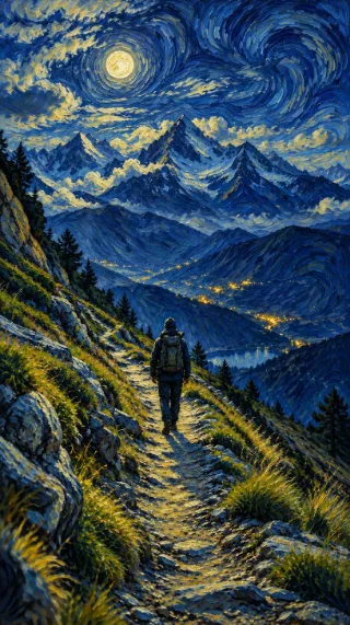 夜间山路的候选图片示意